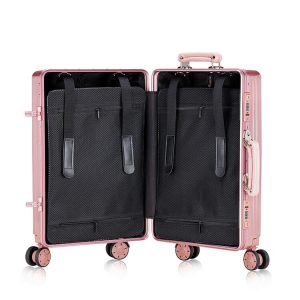 Pink aluminum best no zipper luggage custom - shunxinluggage.com